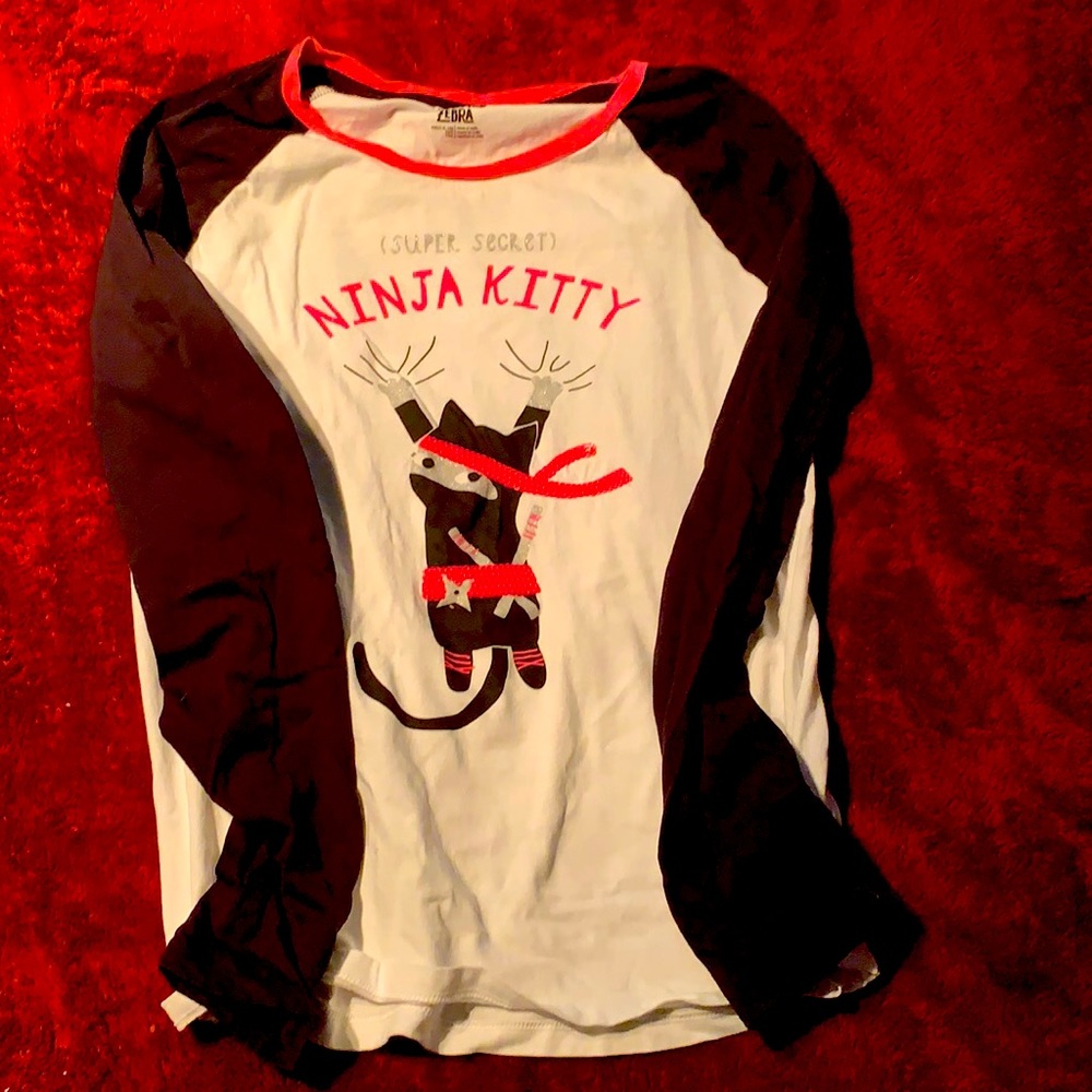 Ninja kitty shirt long sleeve black,white and pink